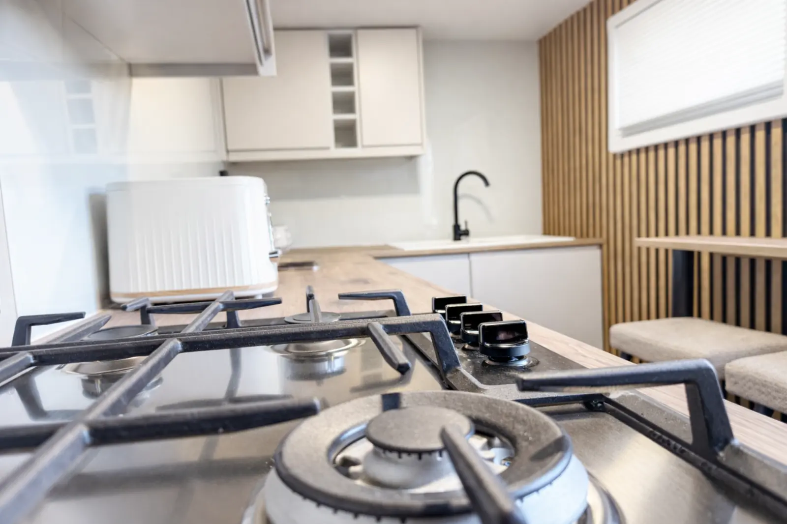 Kitchen pod — gas hob close-up